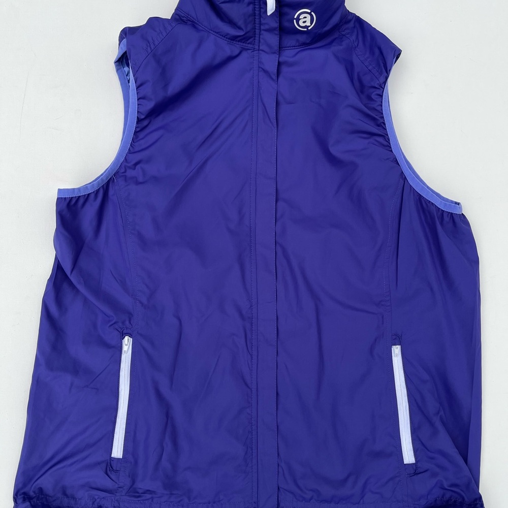 Abacus Blue White Reversible Polka Dot Vest Size L Large NWOT Like New